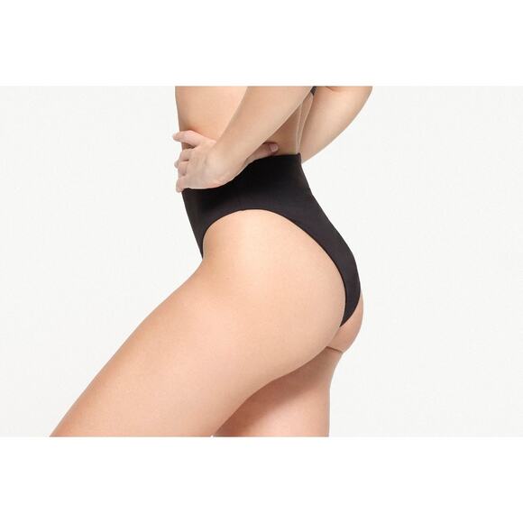 SKIMS Black Onyx Signature Swim Mid Waist Bottoms NWT Women's Size XS - Picture 3 of 7